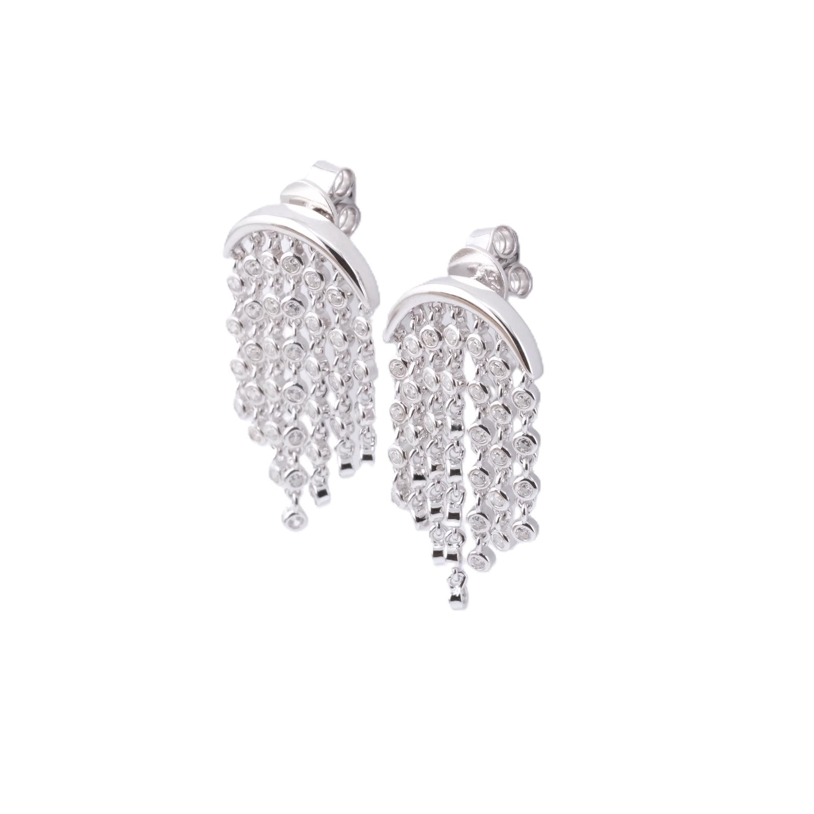 Aros Cascada de Plata Bañada con Circones.