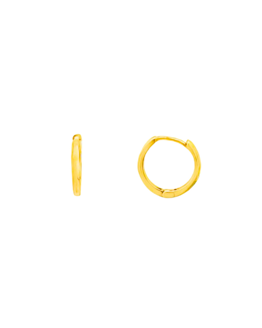 Aros Argollas de Oro Amarillo 18KT Tubo Cuadrado Bisagra 10 MM.