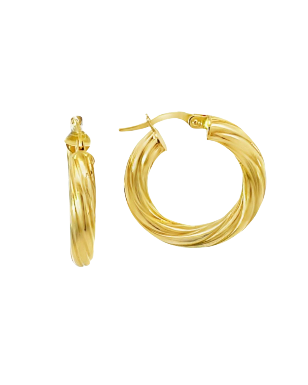 Aros Argollas de Oro Amarillo 18KT Tubo Torcido 4 MM.
