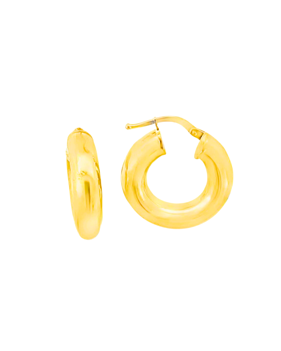 Aros Argollas de Oro Amarillo 18KT Tubo Redondo 5 MM.