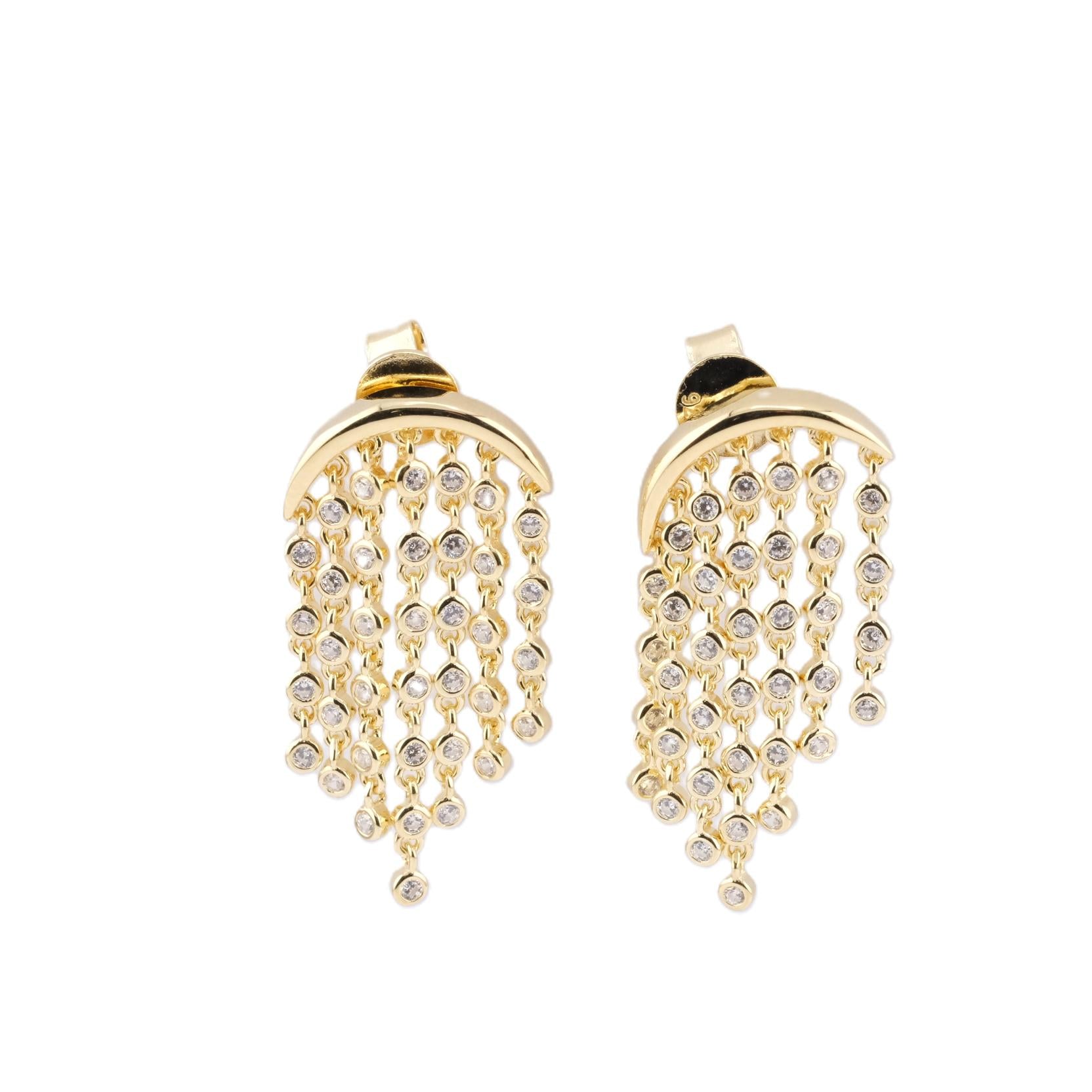 Aros Cascada de Plata Bañada con Circones.