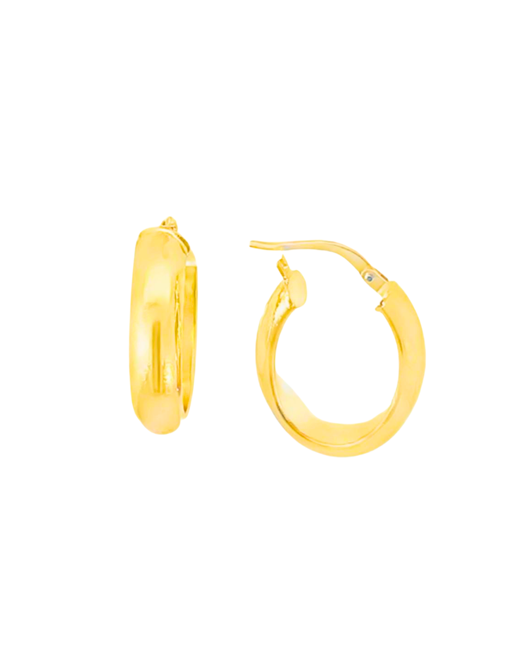 Aros Argollas de Oro Amarillo 18KT Tubo Media Caña Oval 5 MM.