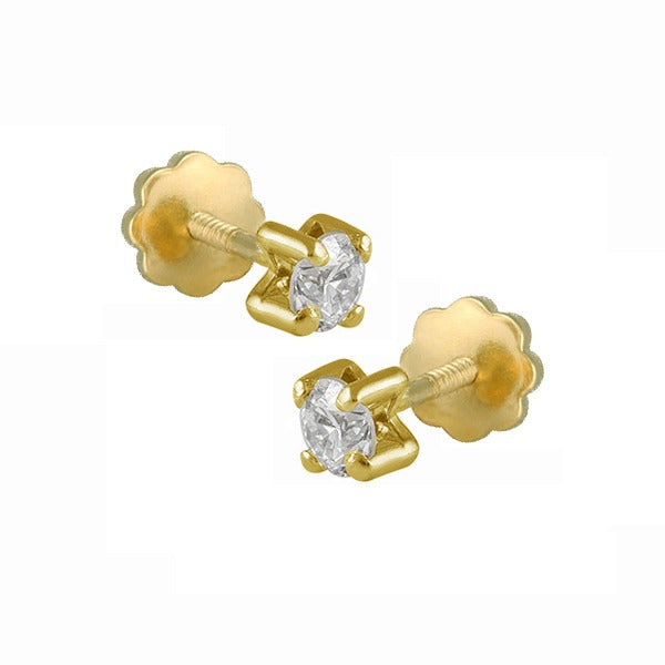 Aros de Oro Amarillo Punto de Luz Grifa Tornillo Especial 18Kt.