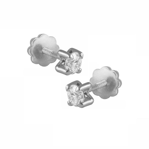 Aros de Oro Blanco Punto de Luz Grifa Tornillo Especial.