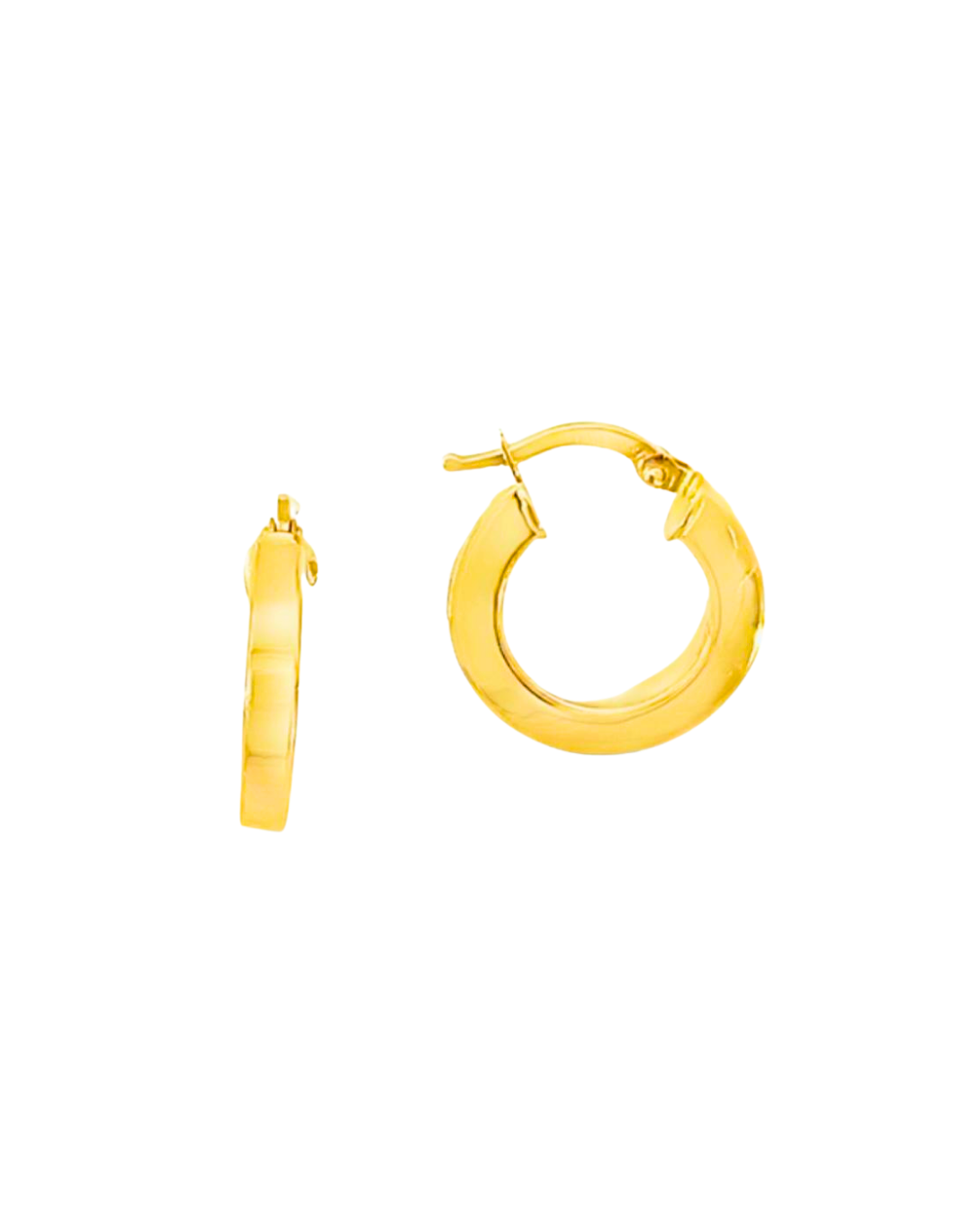 Aros Argollas de Oro Amarillo 18KT Tubo Cuadrado 2 MM.