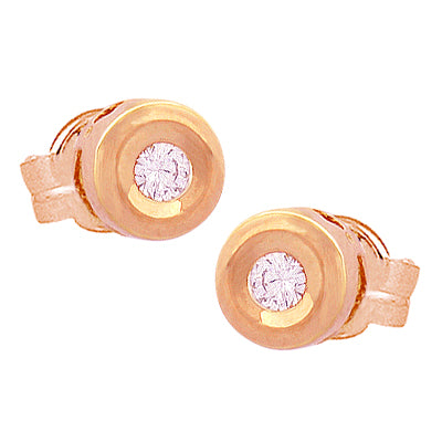Aros Chatón de Oro Rosa Punto de Luz 18Kt.