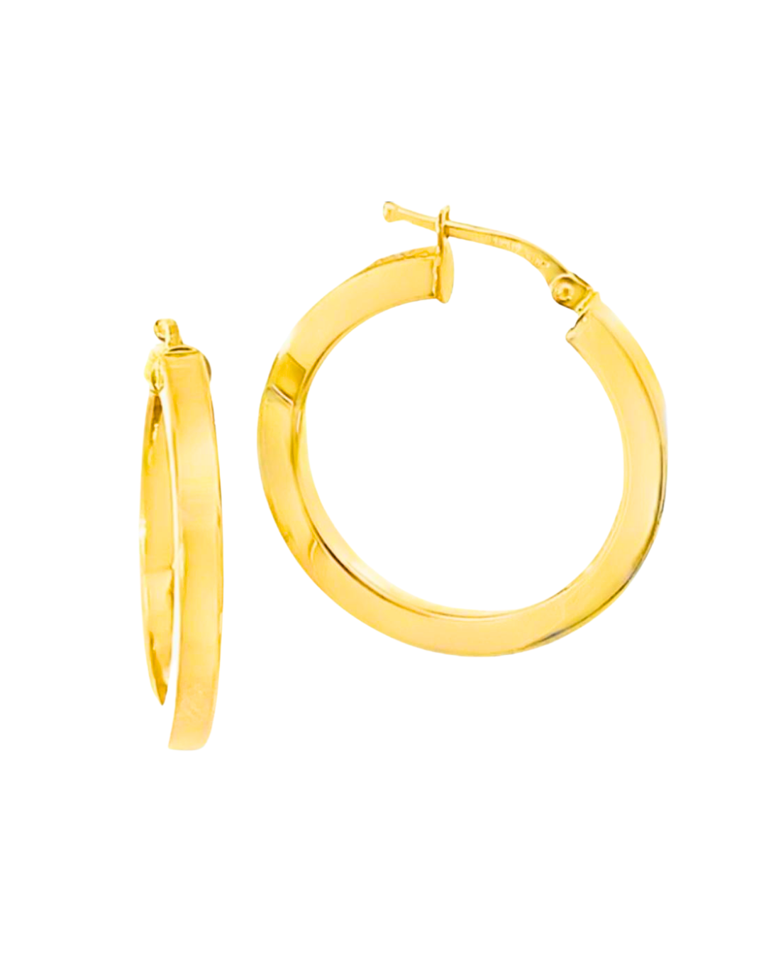 Aros Argollas de Oro Amarillo 18KT Tubo Cuadrado 3 MM.