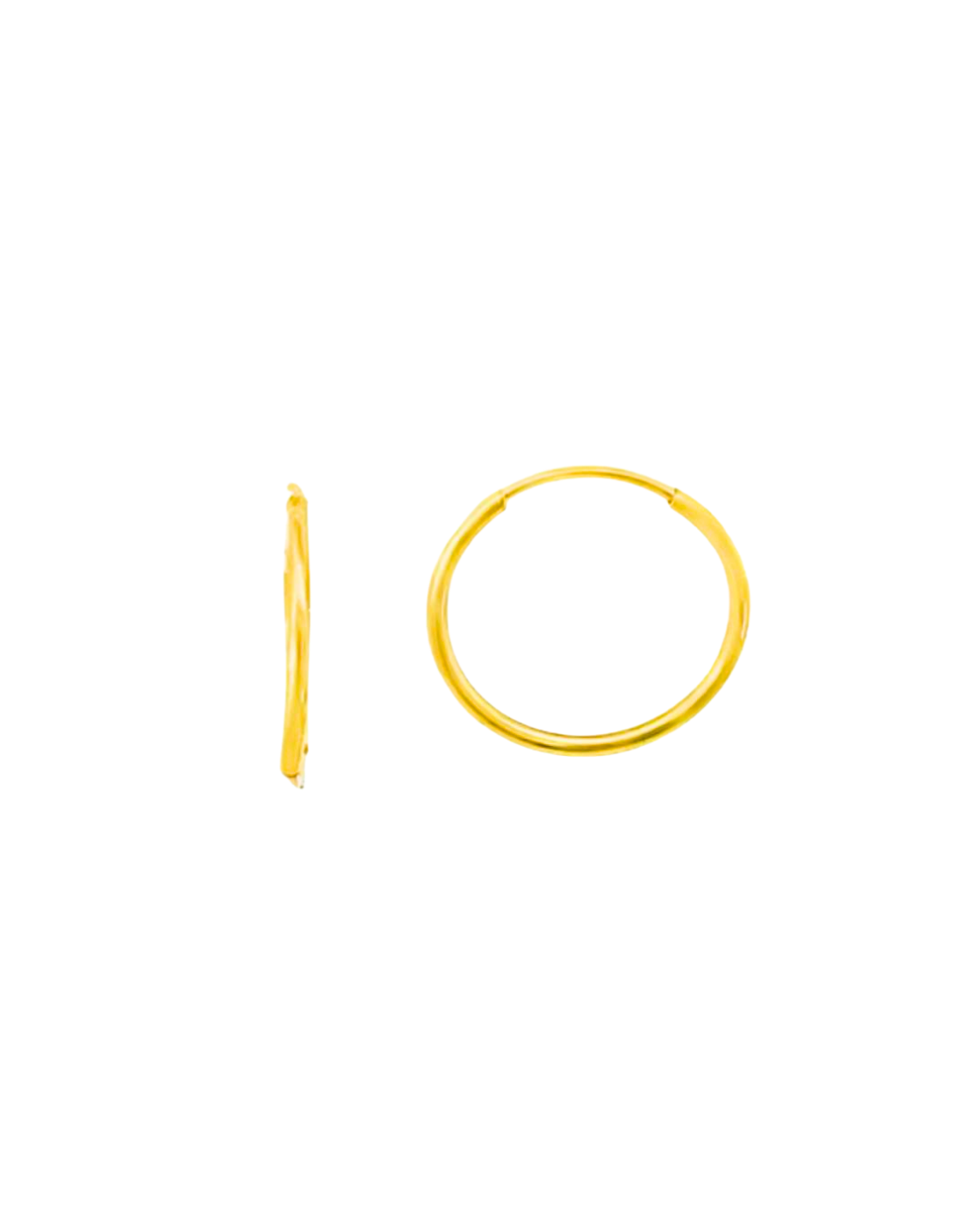 Aros Argollas de Oro Amarillo 18KT Tubo Redondo Flex 1 MM.