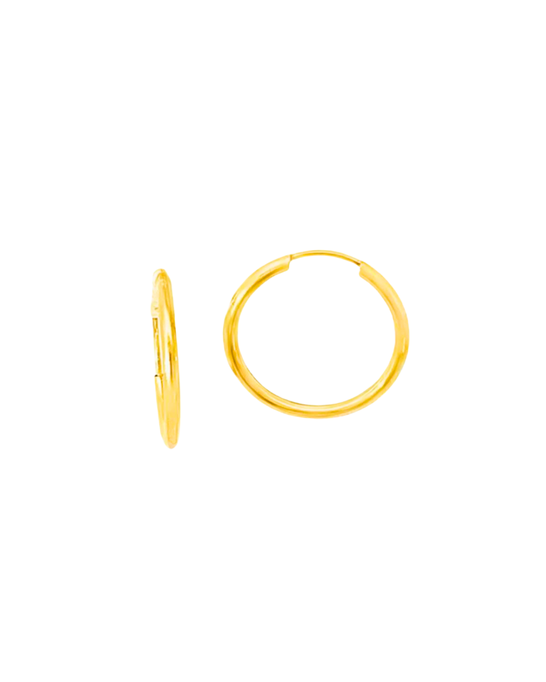 Aros Argollas de Oro Amarillo 18KT Tubo Redondo Flex 1.5 MM.