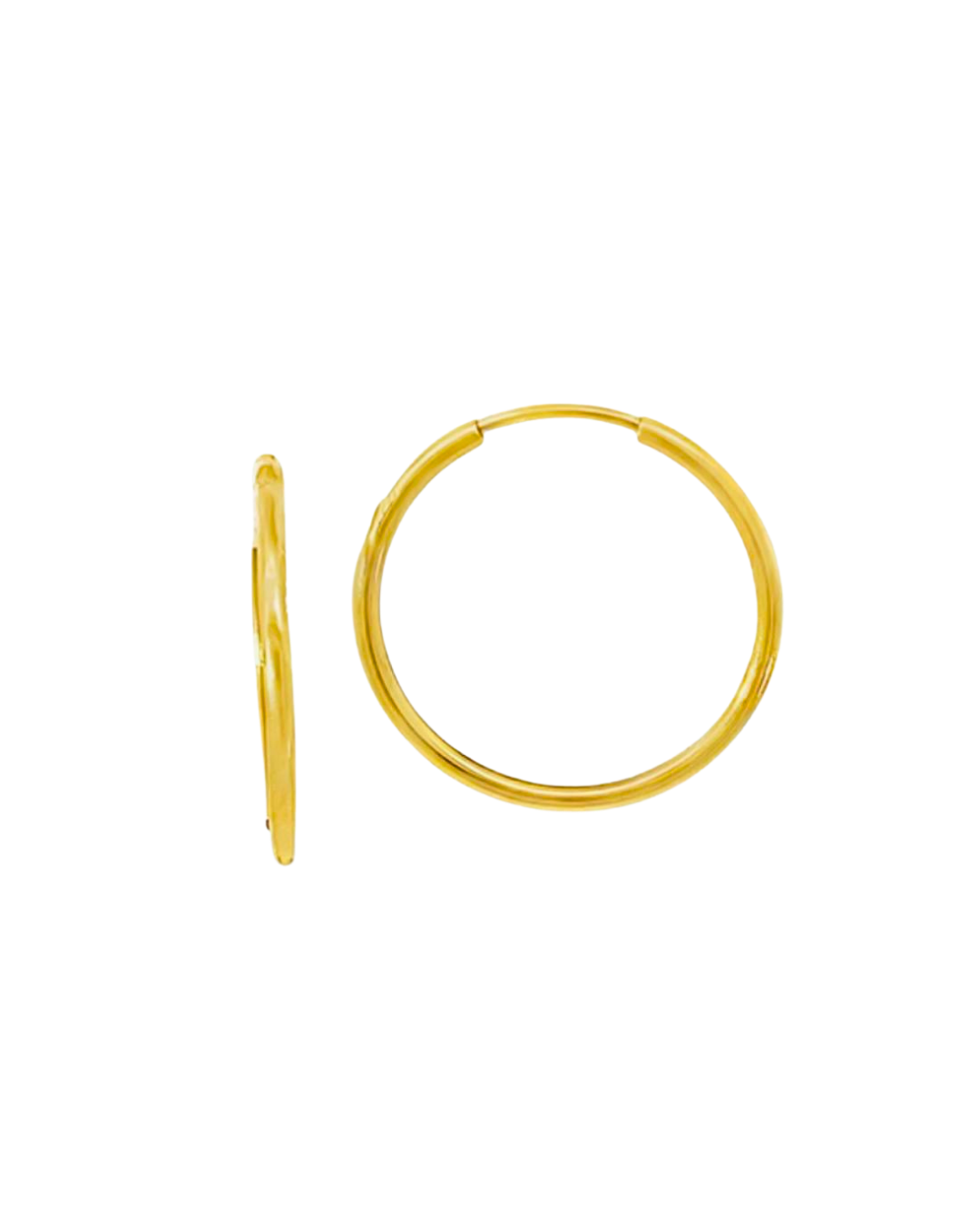 Aros Argollas de Oro Amarillo 18KT Tubo Redondo Flex 2 MM.