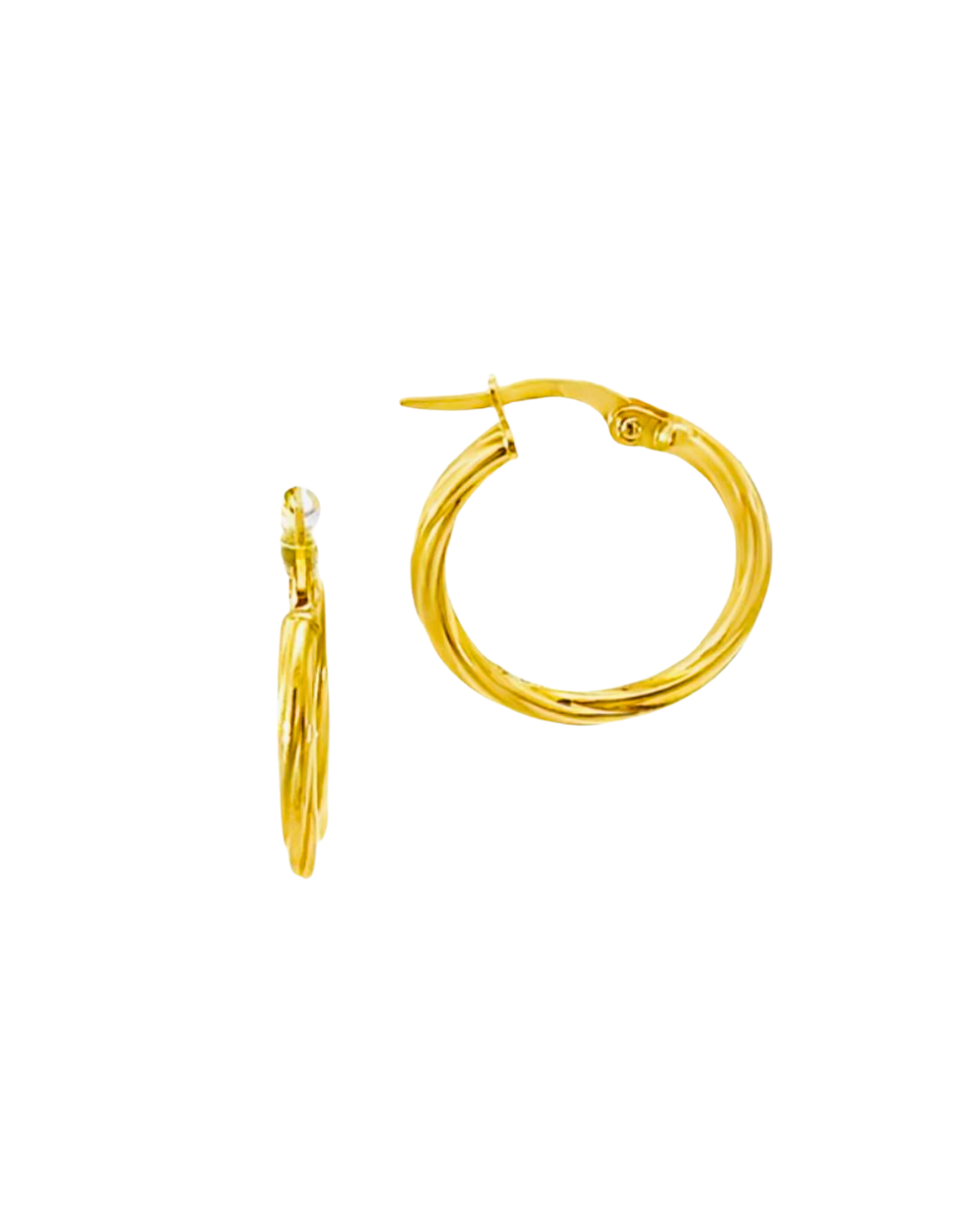 Aros Argollas de Oro Amarillo 18KT Tubo Torcido 2 MM.
