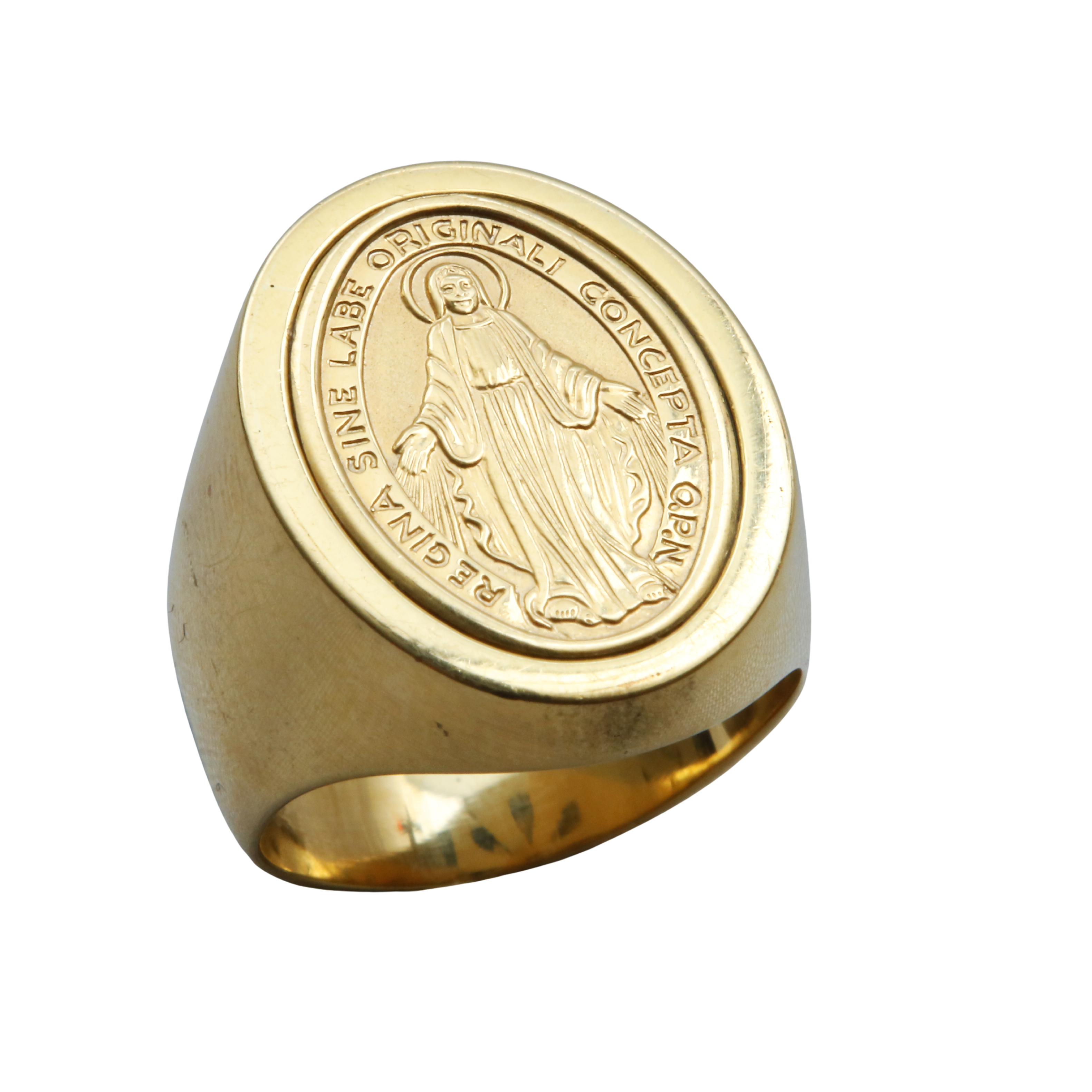 Anillo Oro Amarillo 18Kt. Chevalier Virgen de los Rayos.