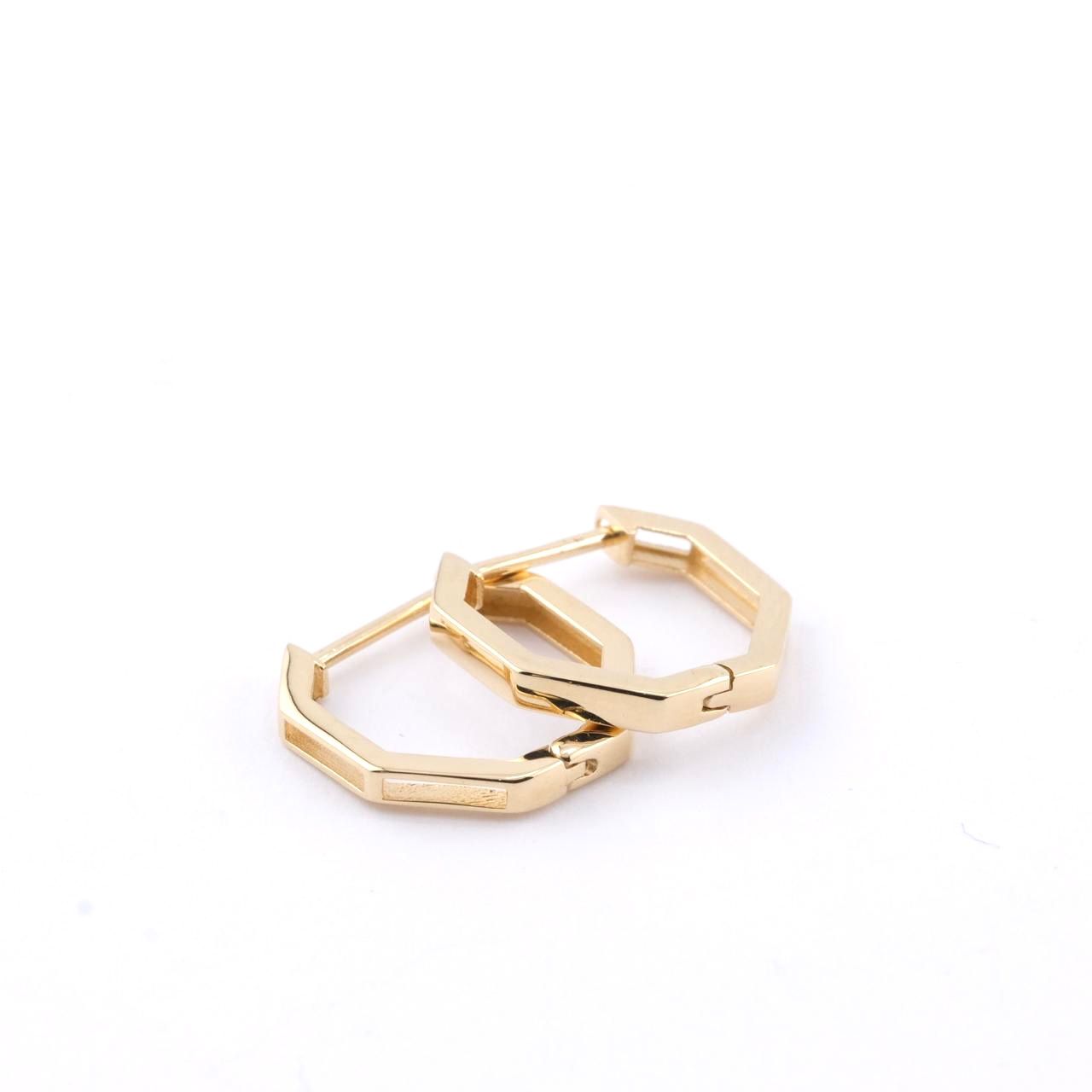 Aros Argollas Octogonales de Oro Amarillo 18Kt.