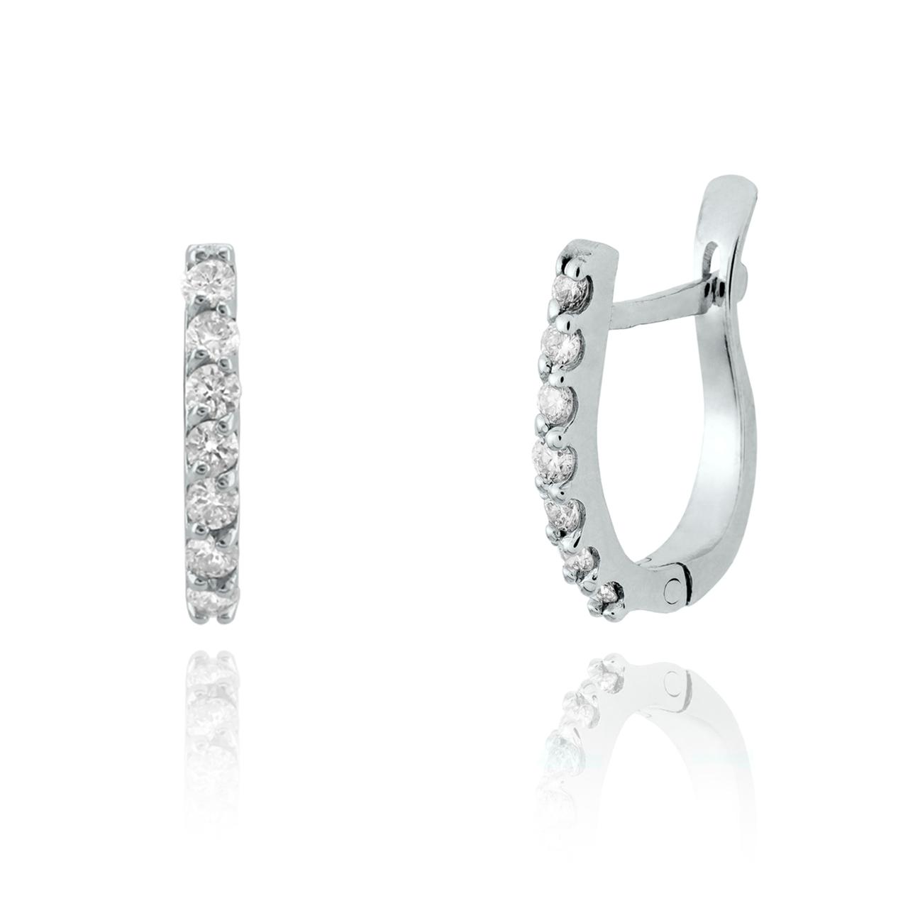 Aros Huggie de Brillantes en Oro Blanco.