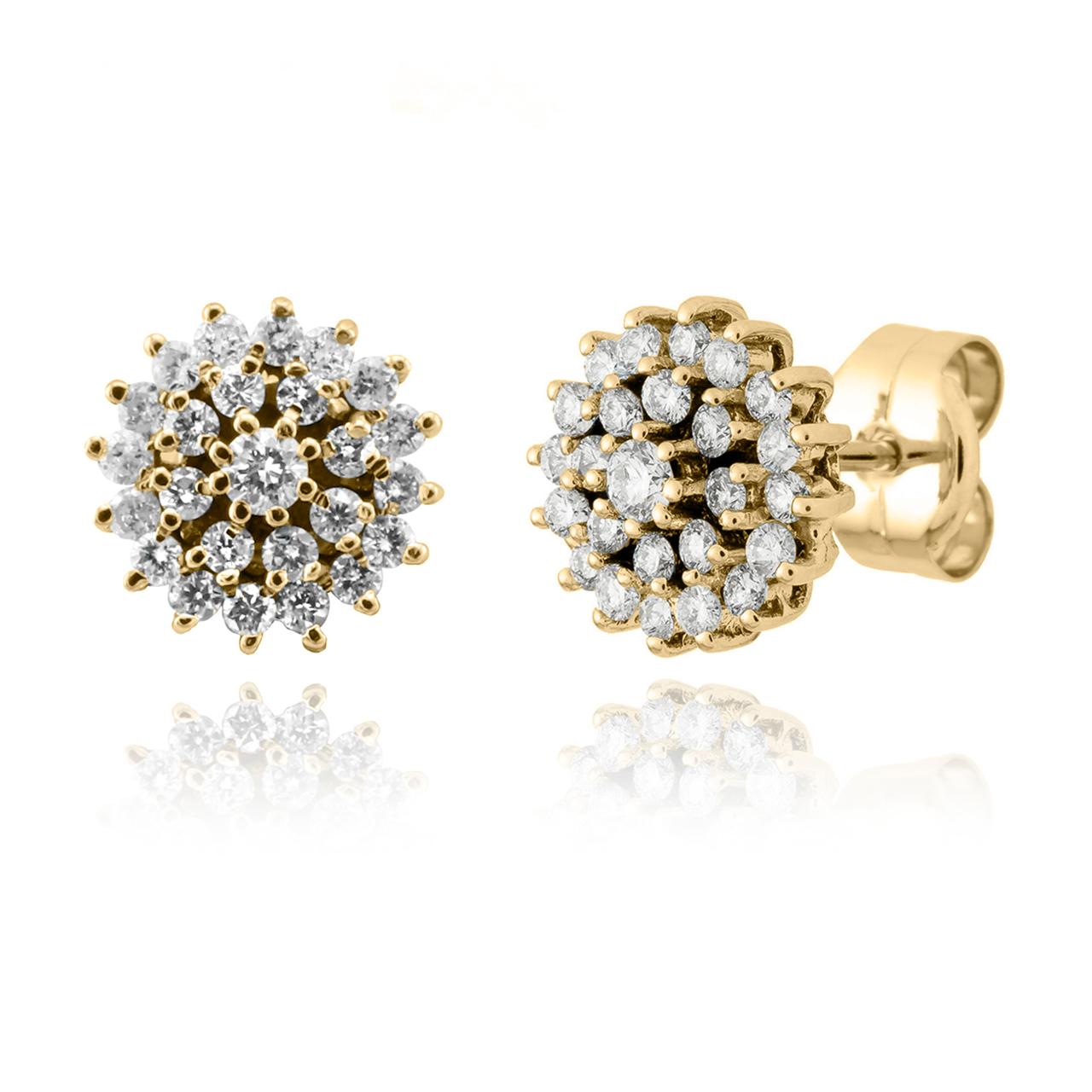 Aros de Oro Amarillo 25 Brillantes 18Kt.