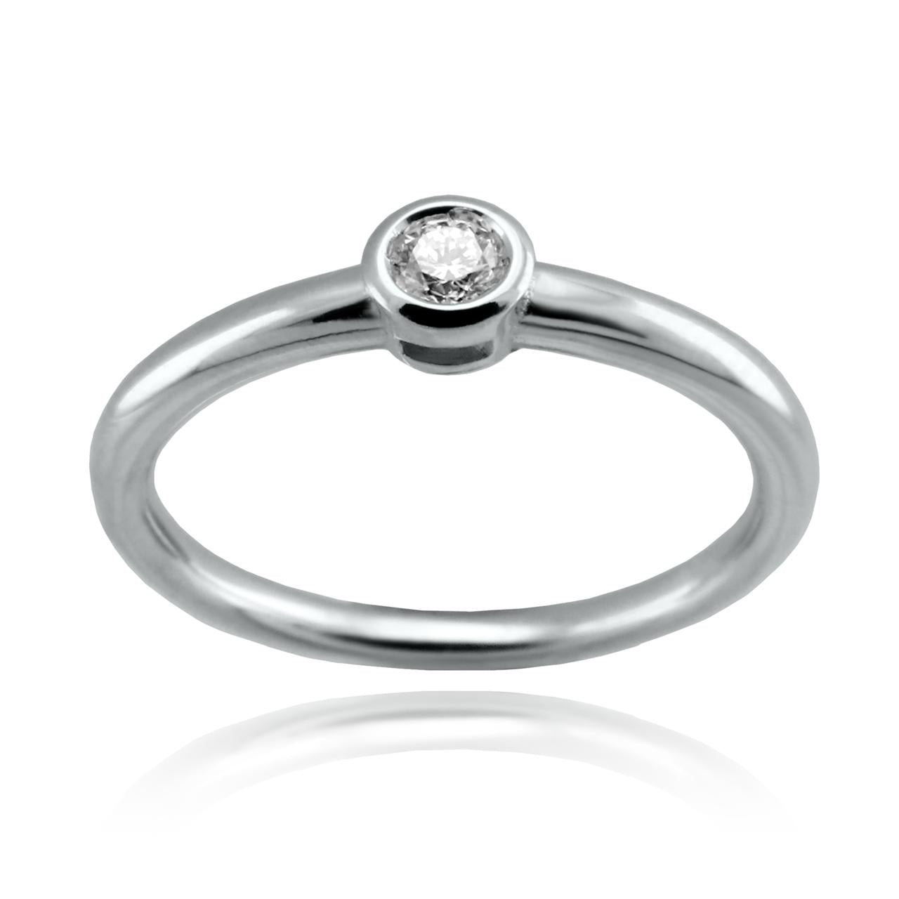 Anillo Brillante Solitario Oro Blanco.