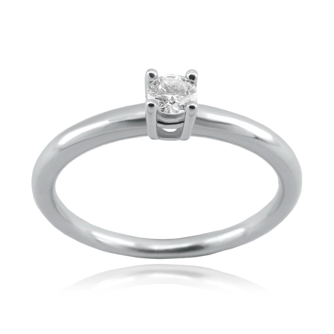 Anillo Brillante 4 Grifas Solitario Oro Blanco.