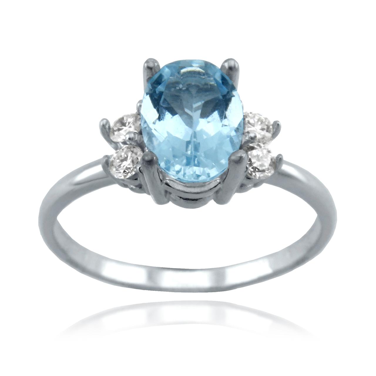 Anillo de Oro Blanco Aguamarina Oval.