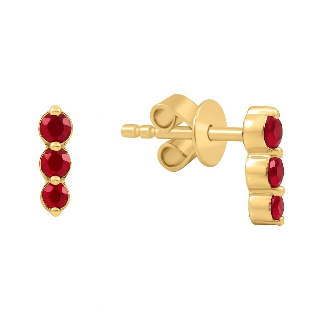 Aros Mini Trio Oro Amarillo y Piedras 14Kt.