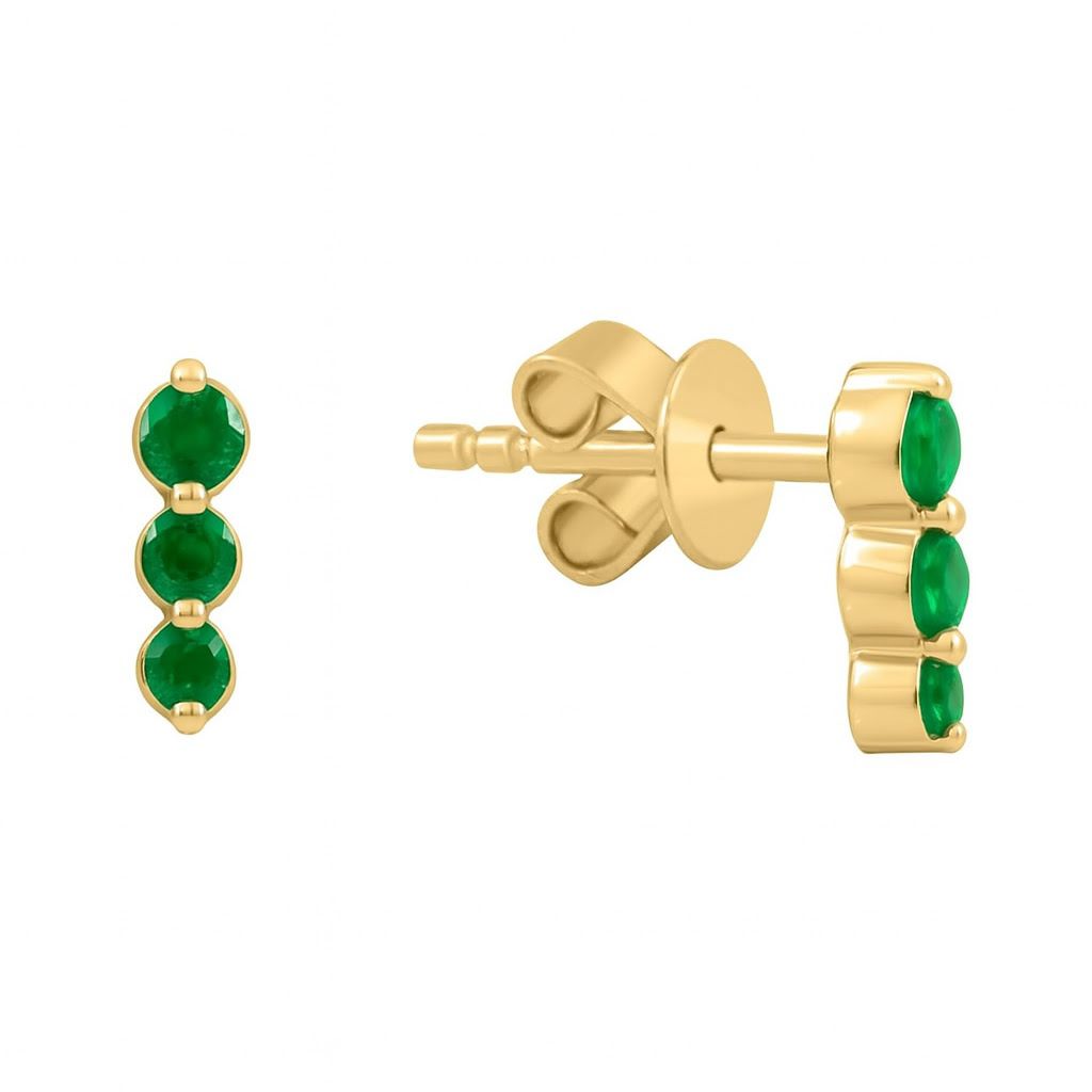 Aros Mini Trio Oro Amarillo y Piedras 14Kt.