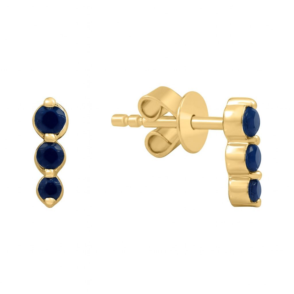 Aros Mini Trio Oro Amarillo y Piedras 14Kt.