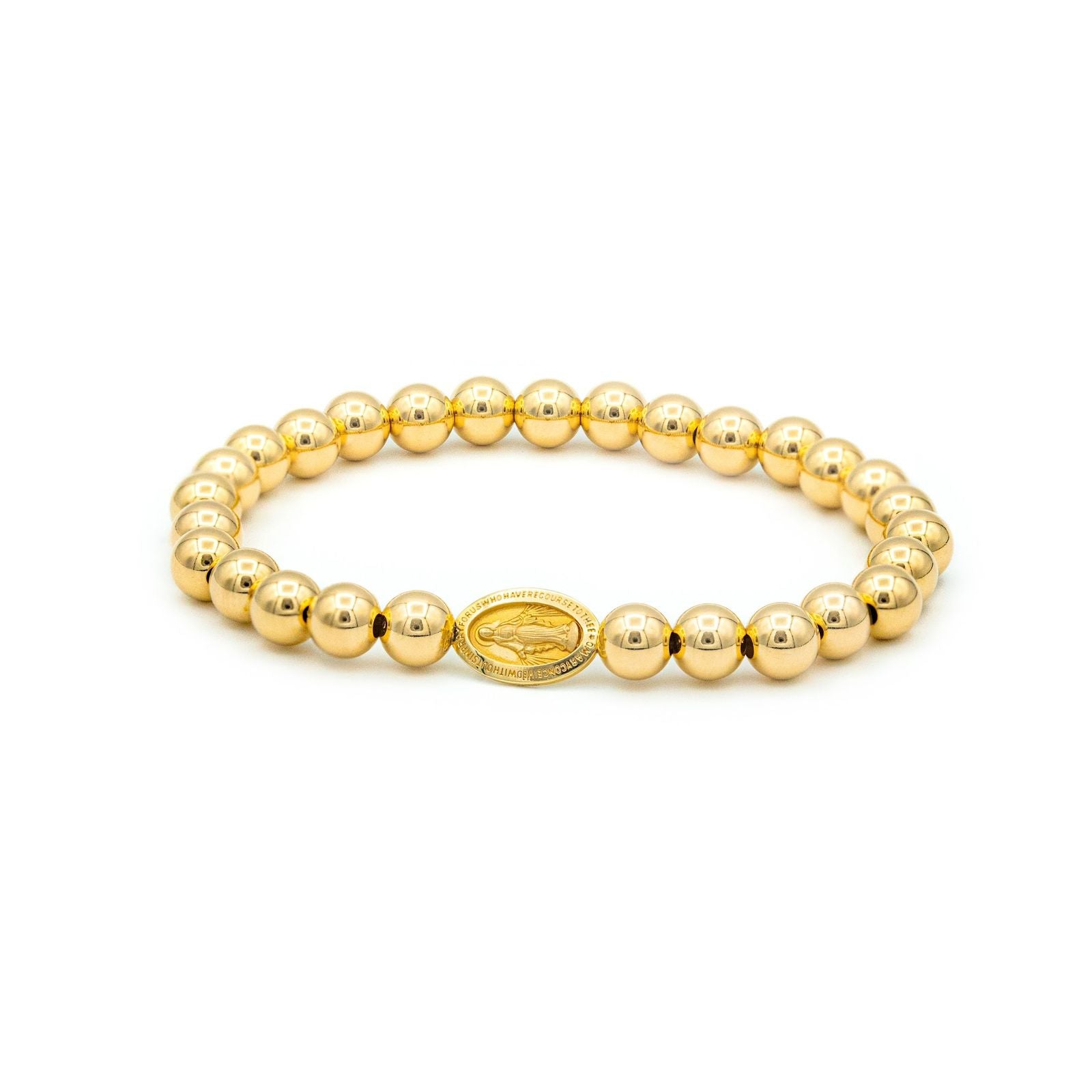 Pulsera Elástica Virgen de los Rayos Pequeña Oro Amarillo 14Kt.