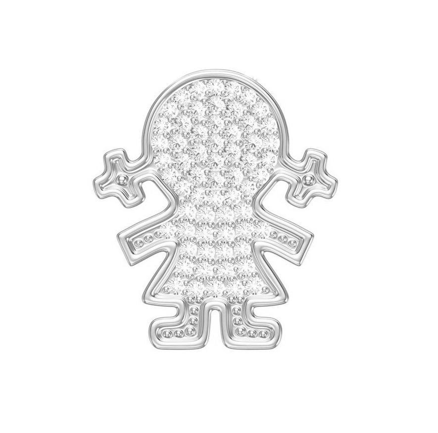 Colgante Niña Brillantes y Oro Blanco.