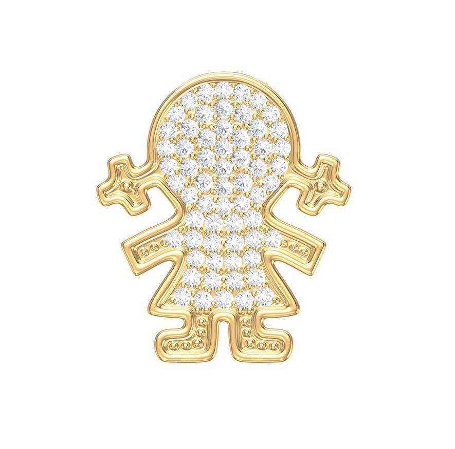 Colgante Niña Brillantes y Oro Amarillo 14Kt.