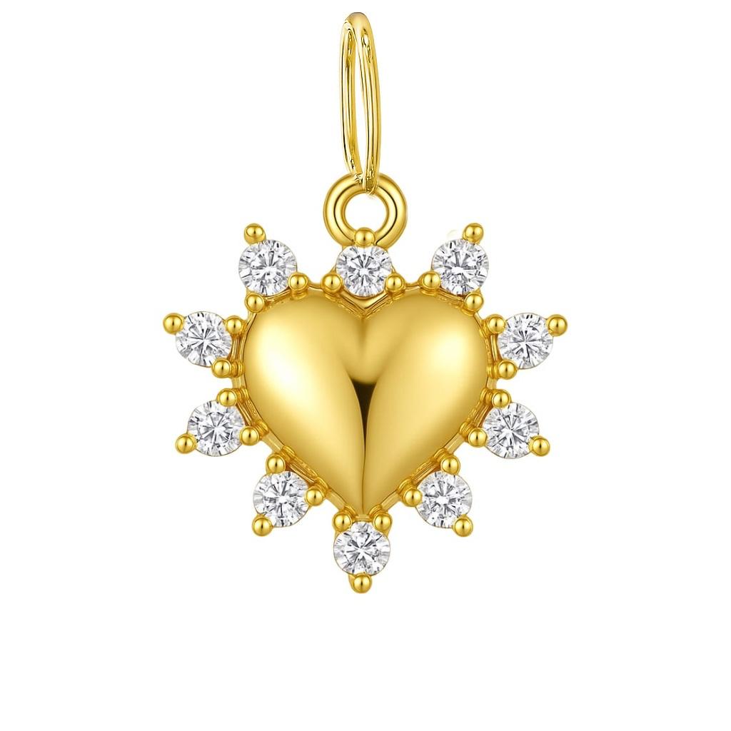 Colgante Corazón Oro Amarillo con Brillantes 14Kt.