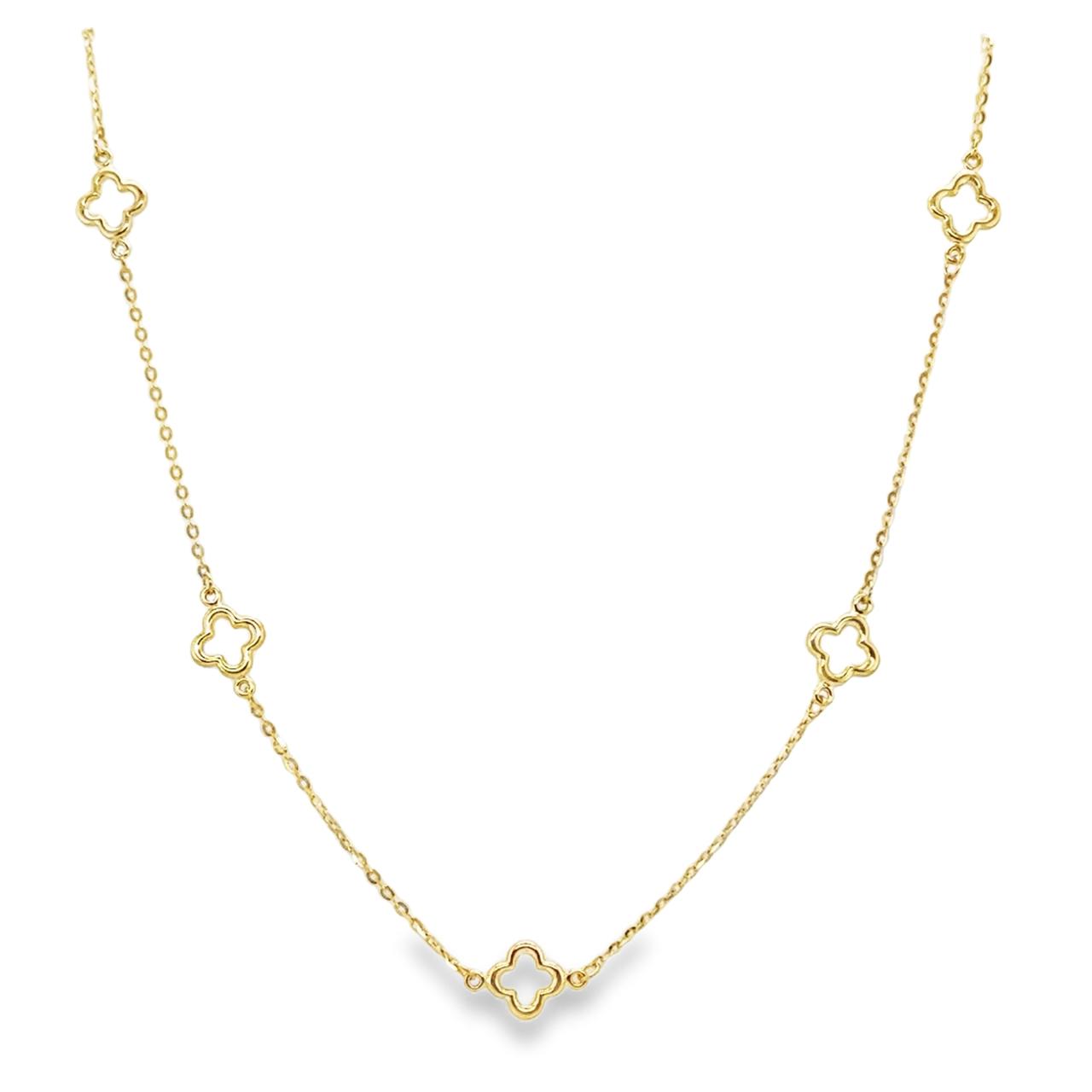 Collar Trébol Oro Amarillo 14Kt.