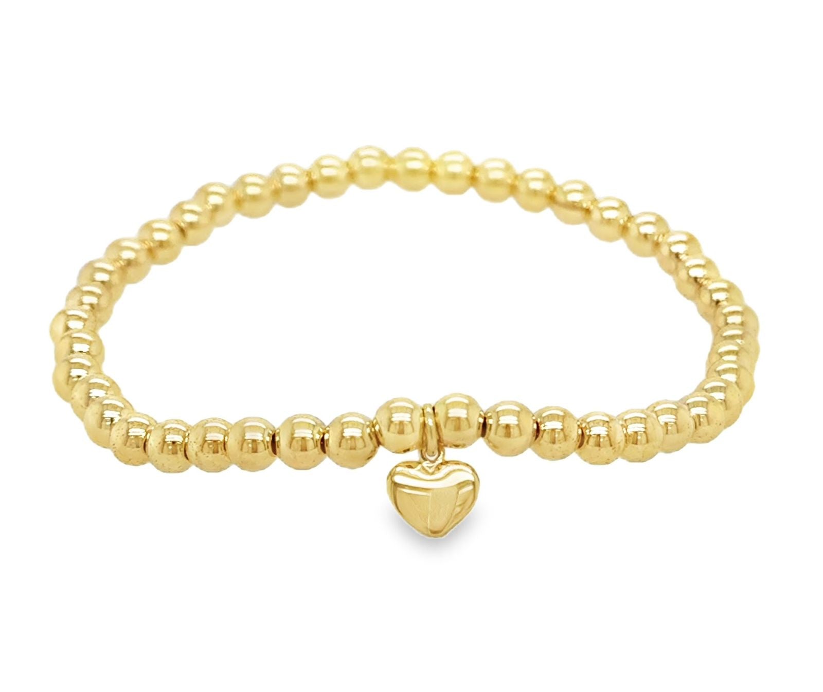 Pulsera Elástica Corazón Oro Amarillo 14Kt.