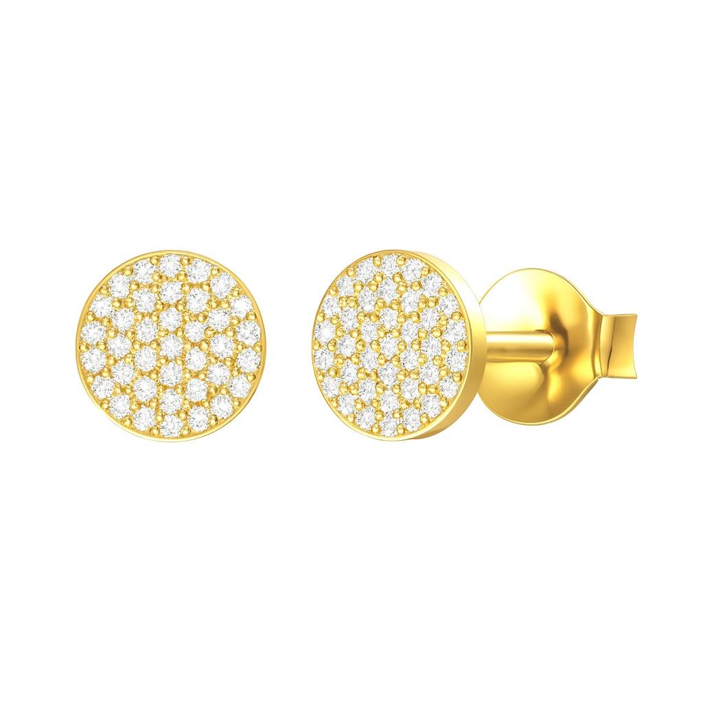 Aros Circulo de Brillantes Oro Amarillo 14Kt.