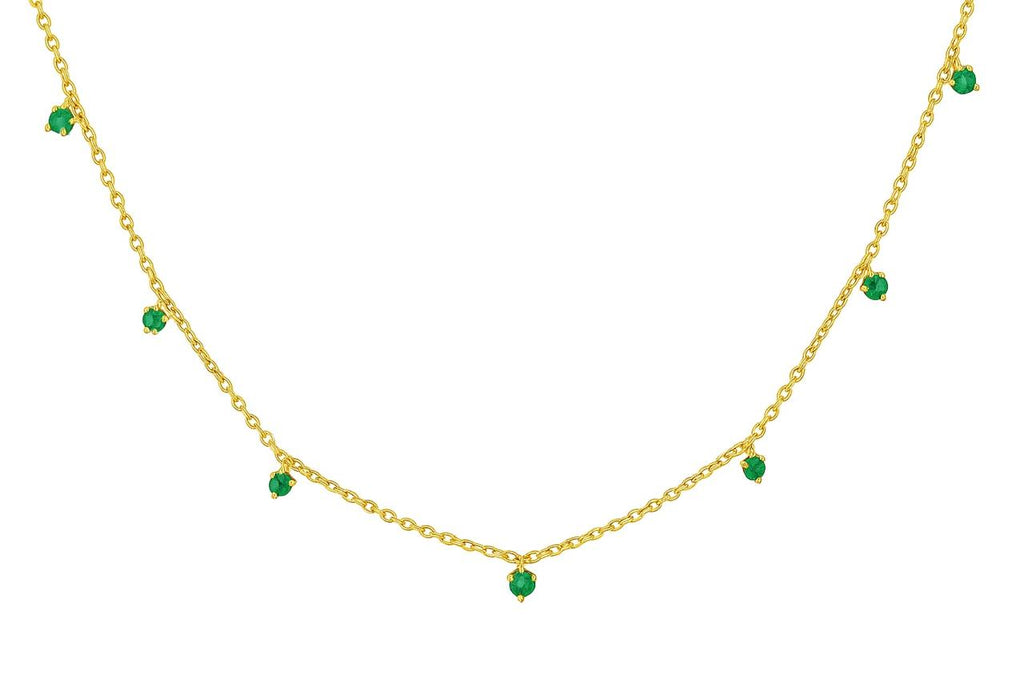Collar Esmeraldas Colgantes en Oro Amarillo 14Kt.