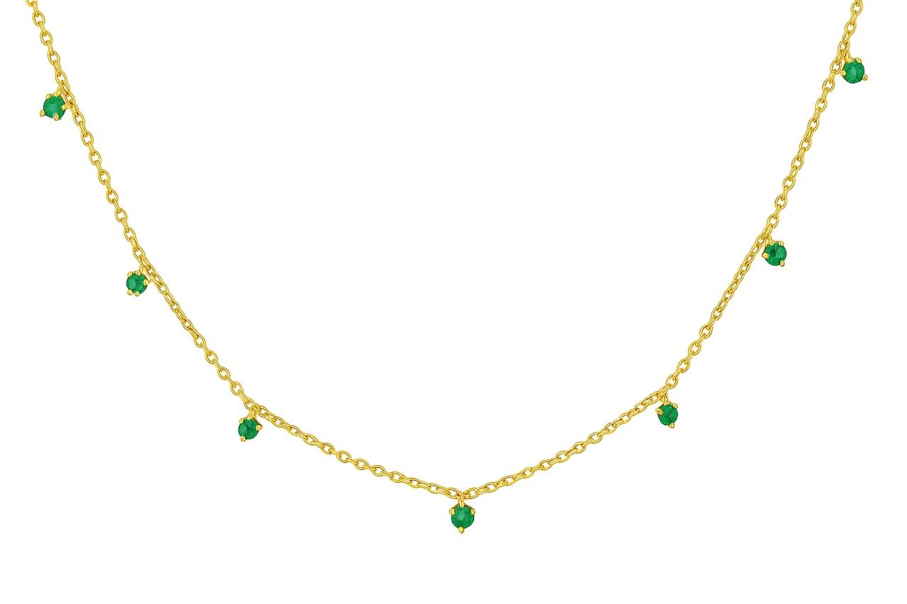 Collar Esmeraldas Colgantes en Oro Amarillo 14Kt.