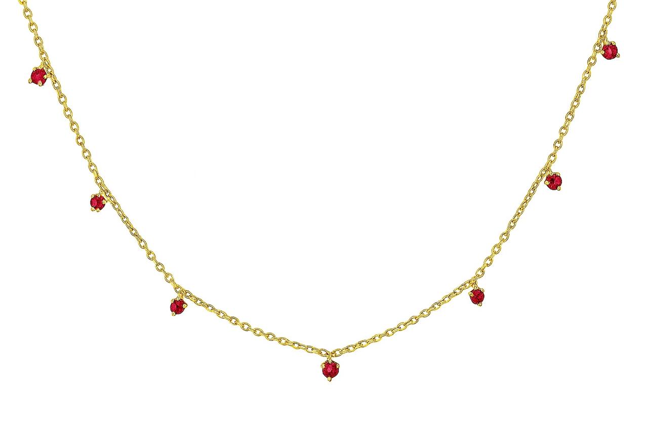 Collar Esmeraldas Colgantes en Oro Amarillo 14Kt.