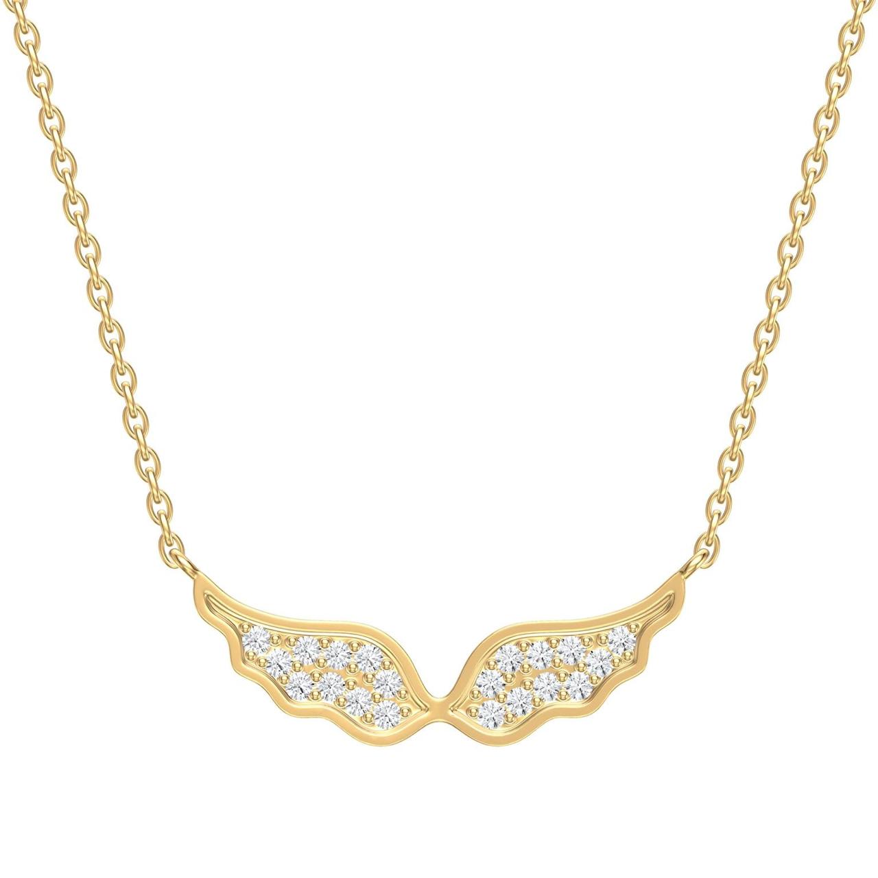 Collar Alitas de Brillantes en Oro Amarillo 14Kt.