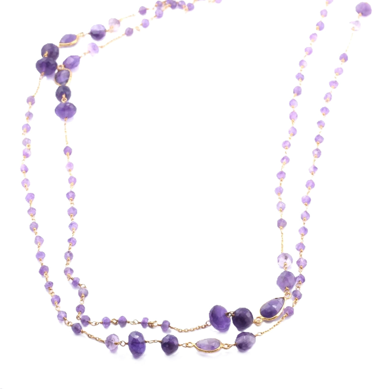 Collar de Plata Bañado con Amatistas Naturales.