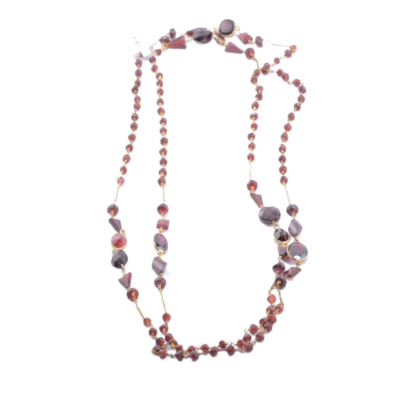 Collar de Plata Bañado con Granates Naturales.