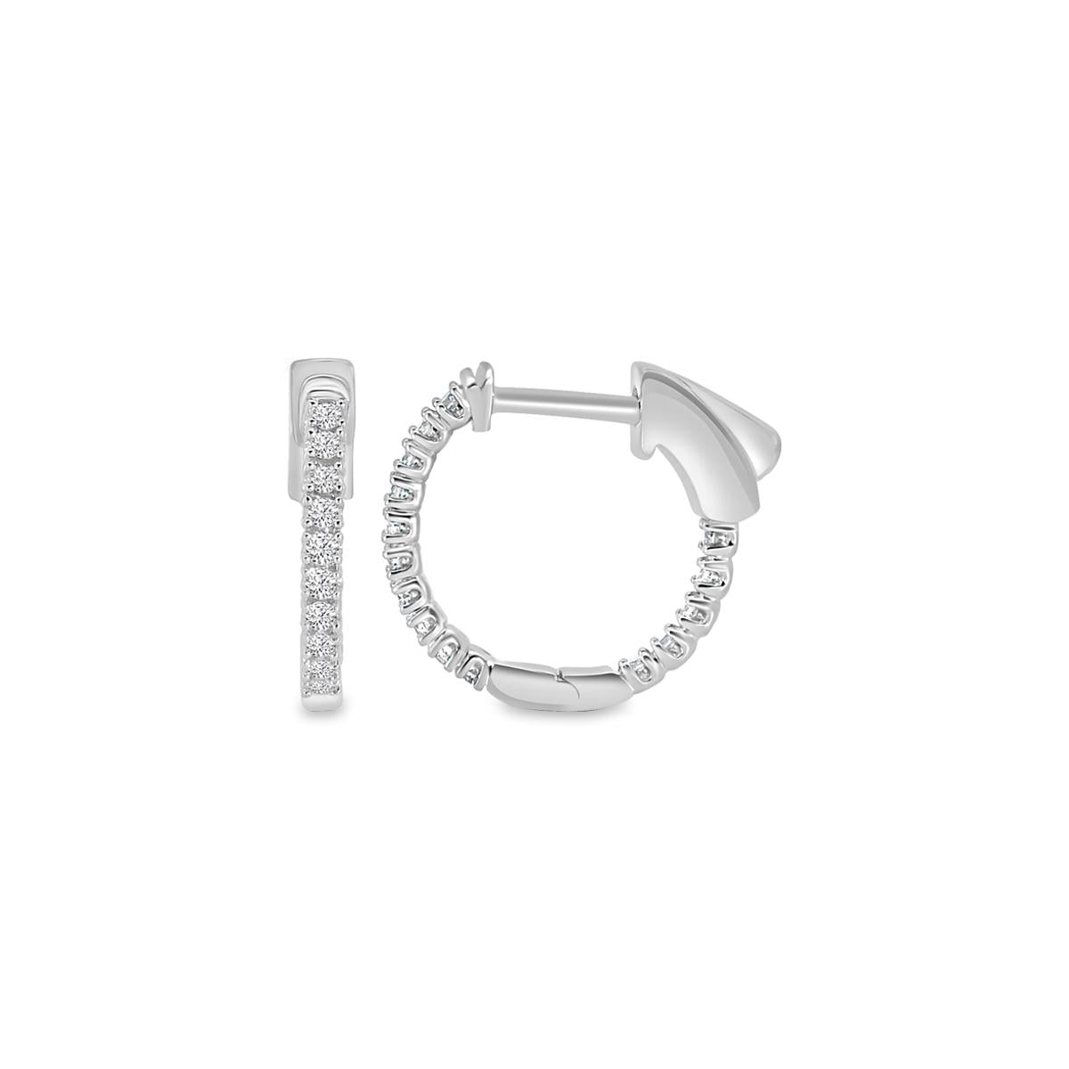 Aros Argolla de Oro Blanco 14 Kt. y Brillantes.