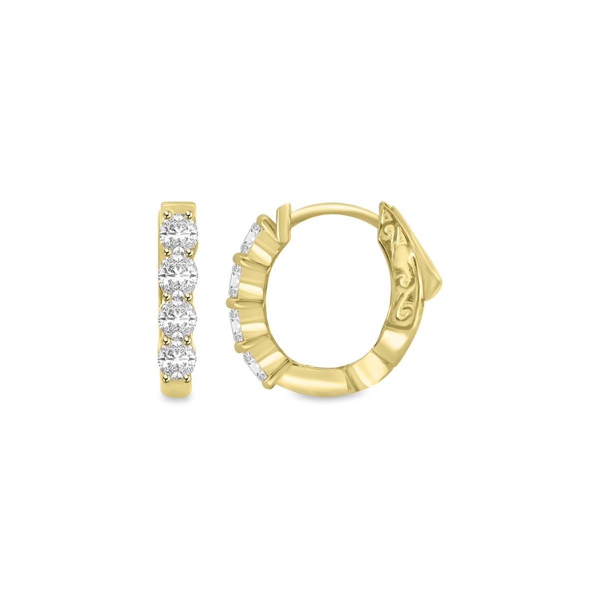 Aros Argollas de Oro Amarillo 14Kt y 4 Brillantes.