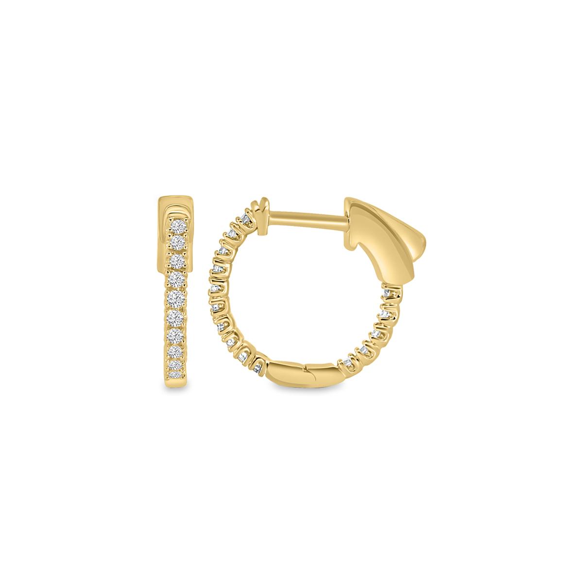 Aros Argollas de Oro Amarillo 14Kt y 9 Brillantes.