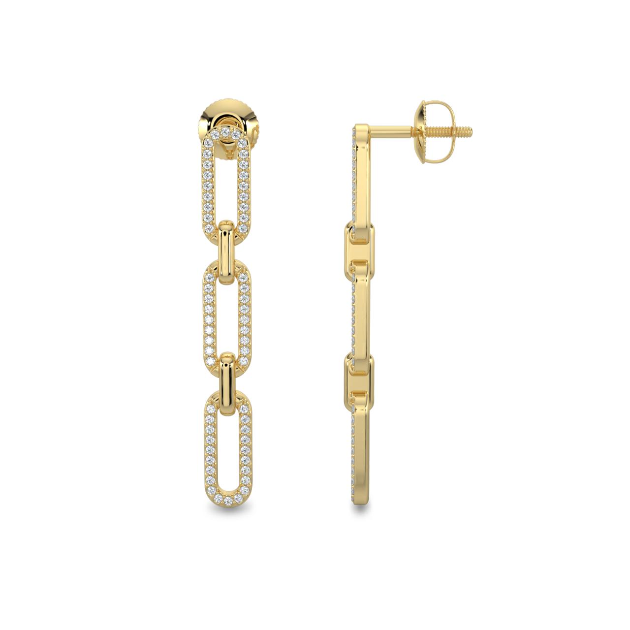 Aros 3 Eslabones de Oro Amarillo 14Kt y Brillantes.