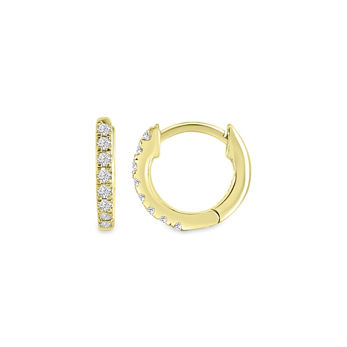 Aros Argollas de Oro Amarillo 14Kt y 8 Brillantes.