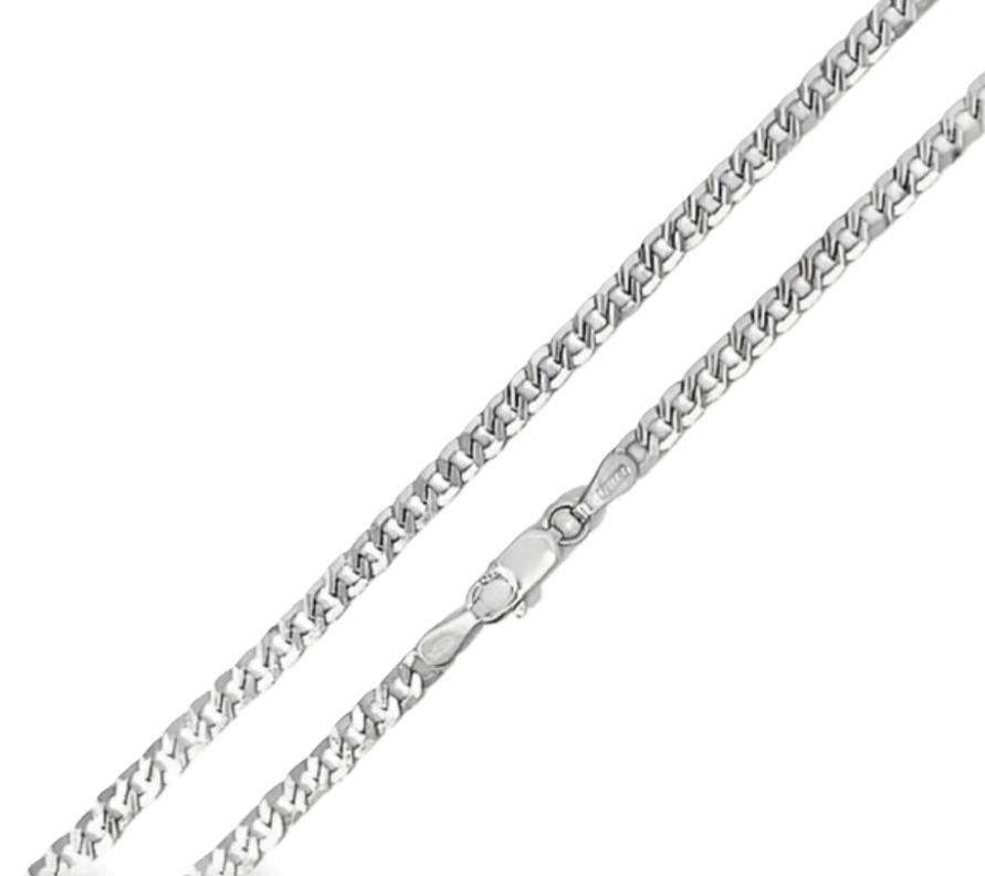 CADENA GRUMETTE PLANA VACIADA ORO BLANCO KDV-60.