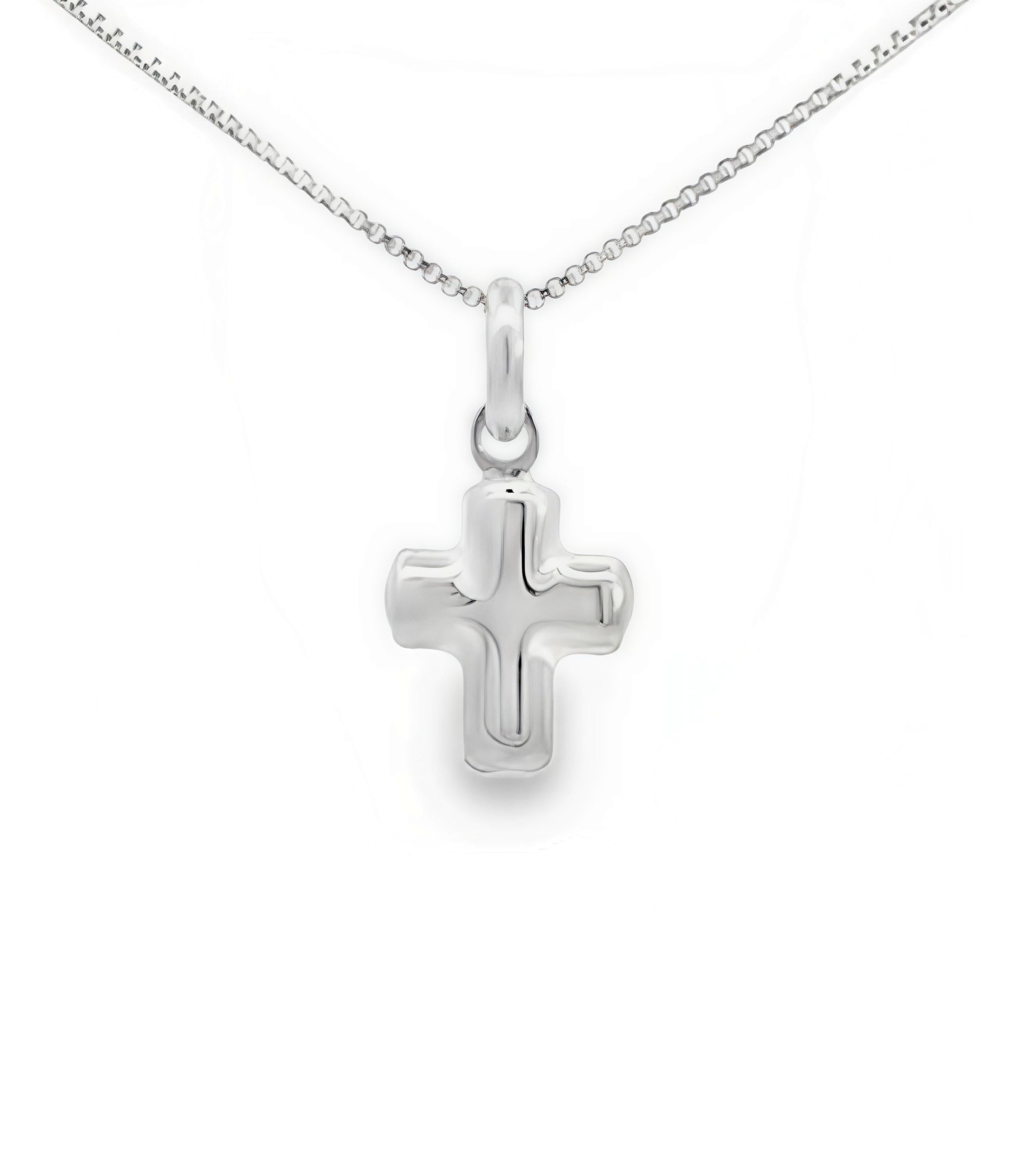 Cruz BOMBE Oro BLANCO 18Kt. CRU-021-BOM-T09.