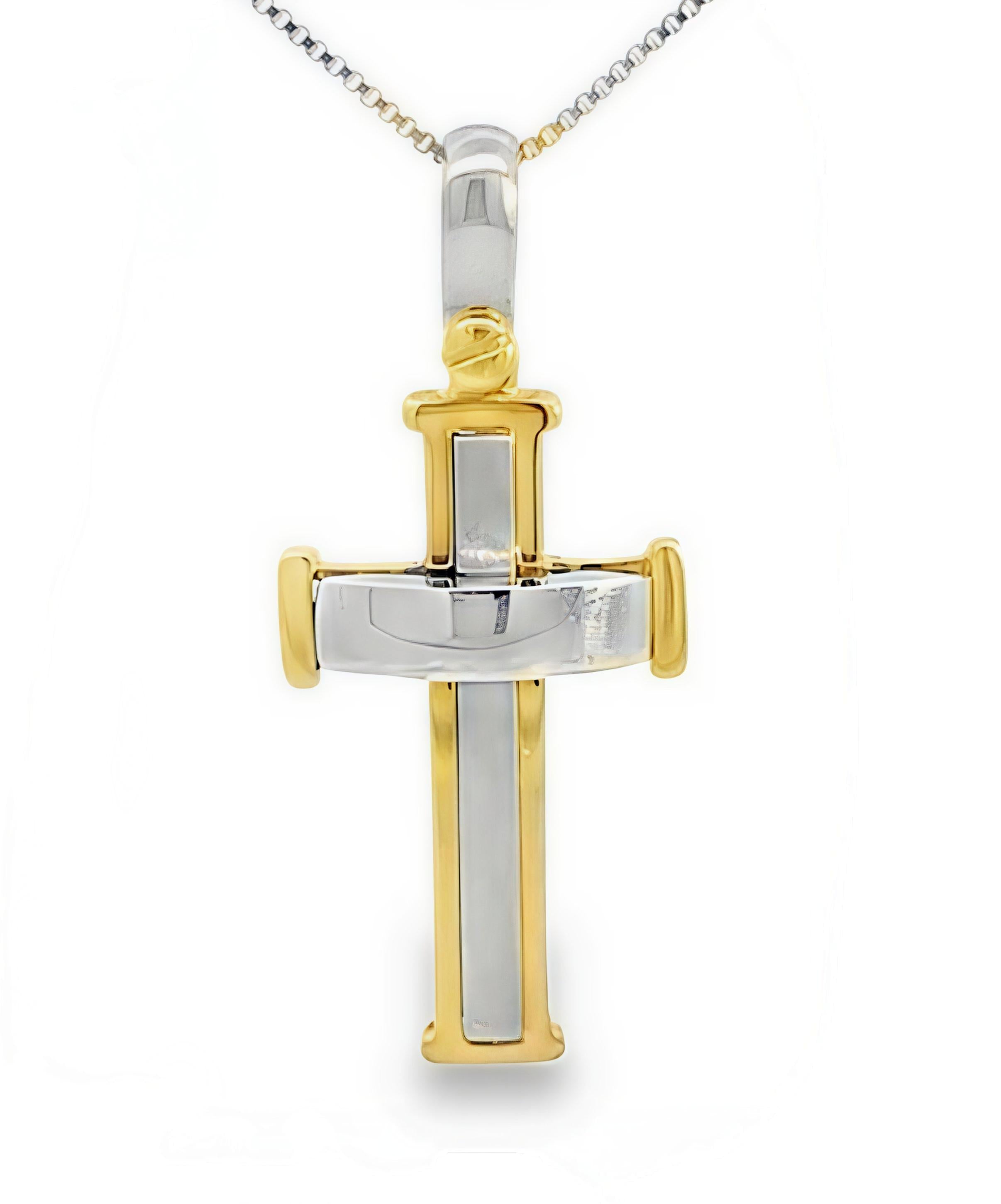Cruz Bicolor Oro BLANCO 18Kt. CRU-023-SCB-V21.