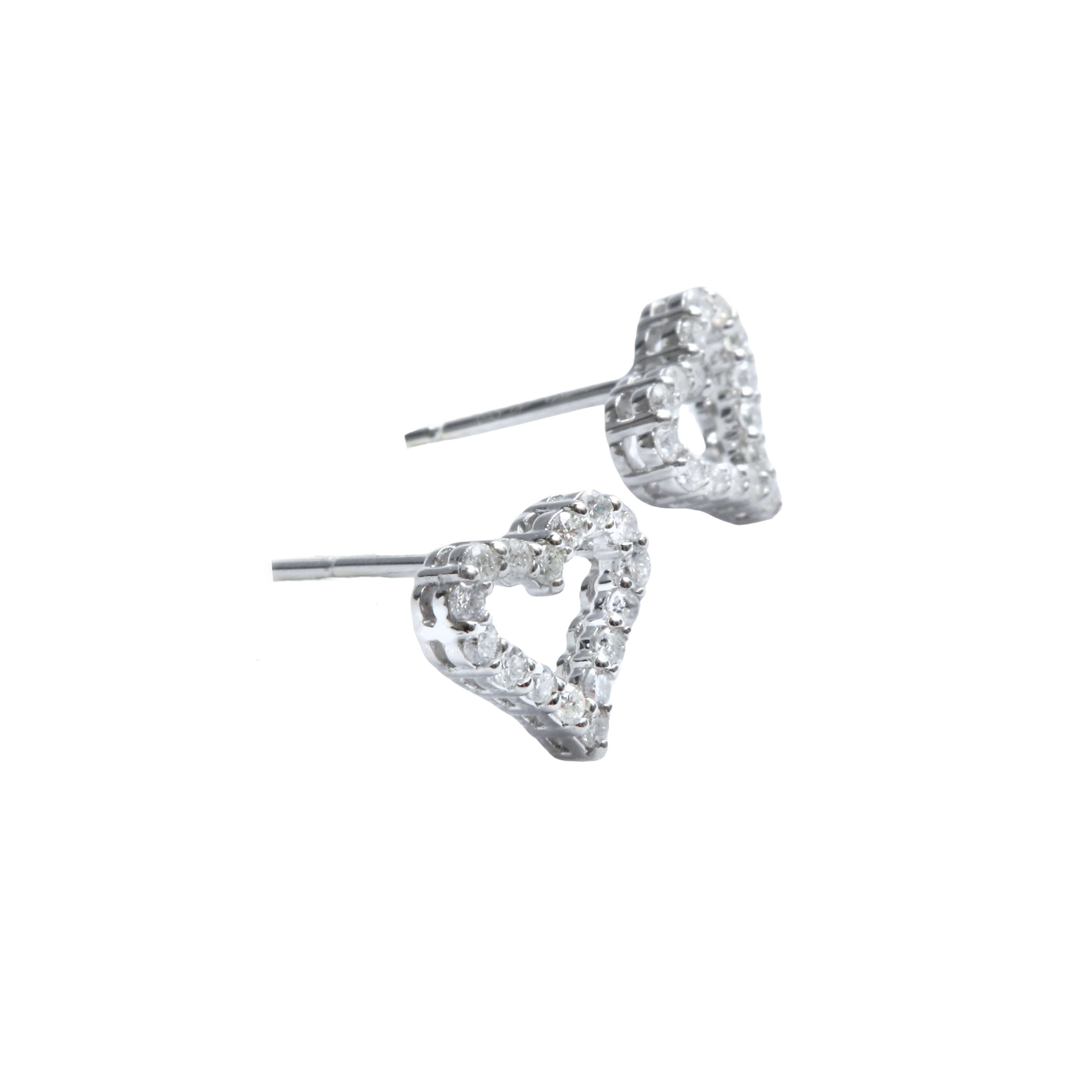 Aros Corazón Brillantes Oro Blanco 18KT.