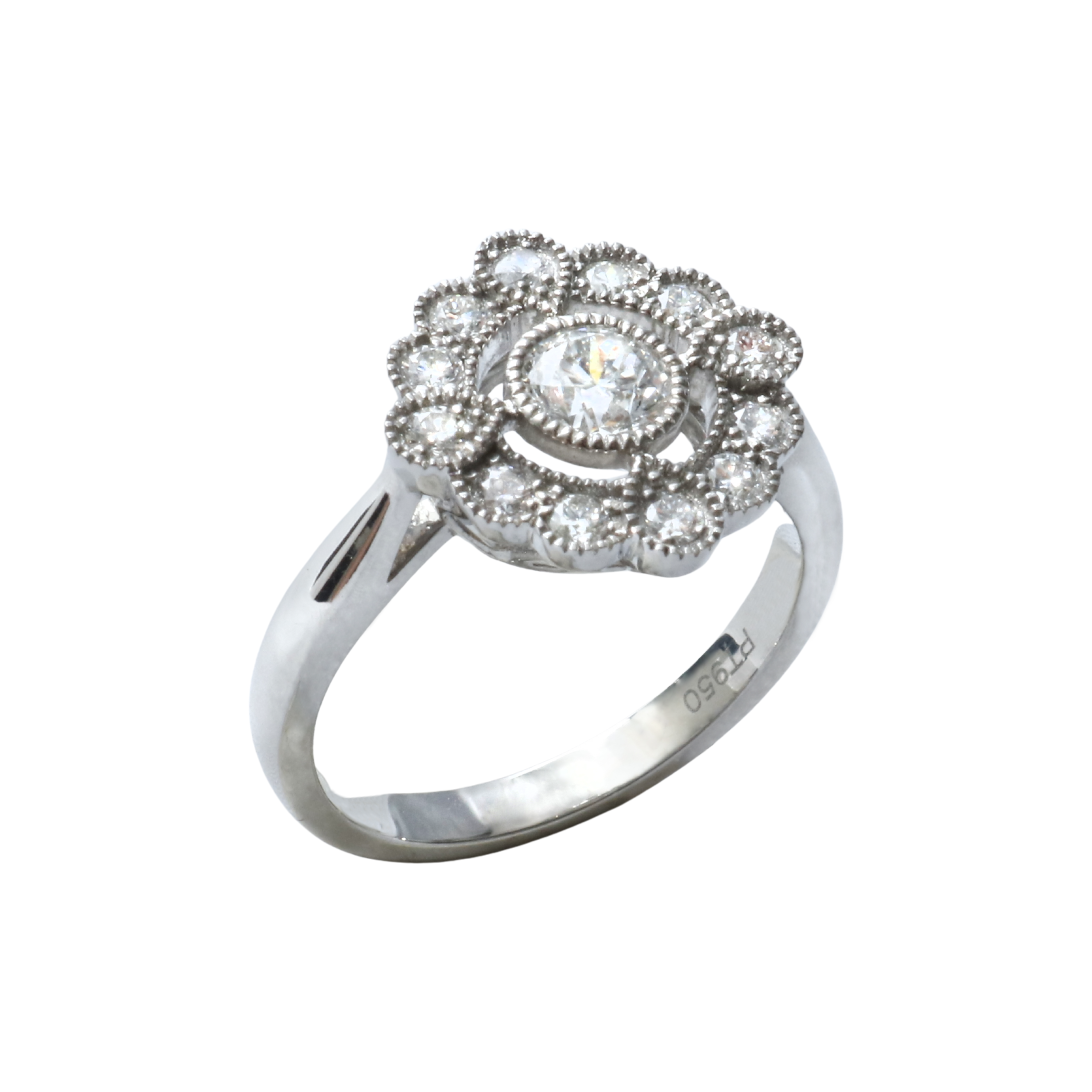 Anillo Platino Rosetón de Brillantes.